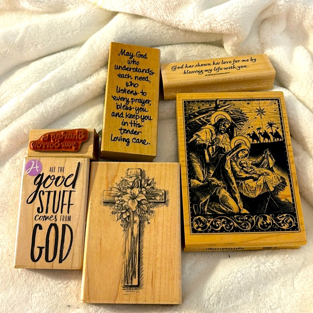 6 religions rubber stamps for card making 4 never used 2 maybe used once